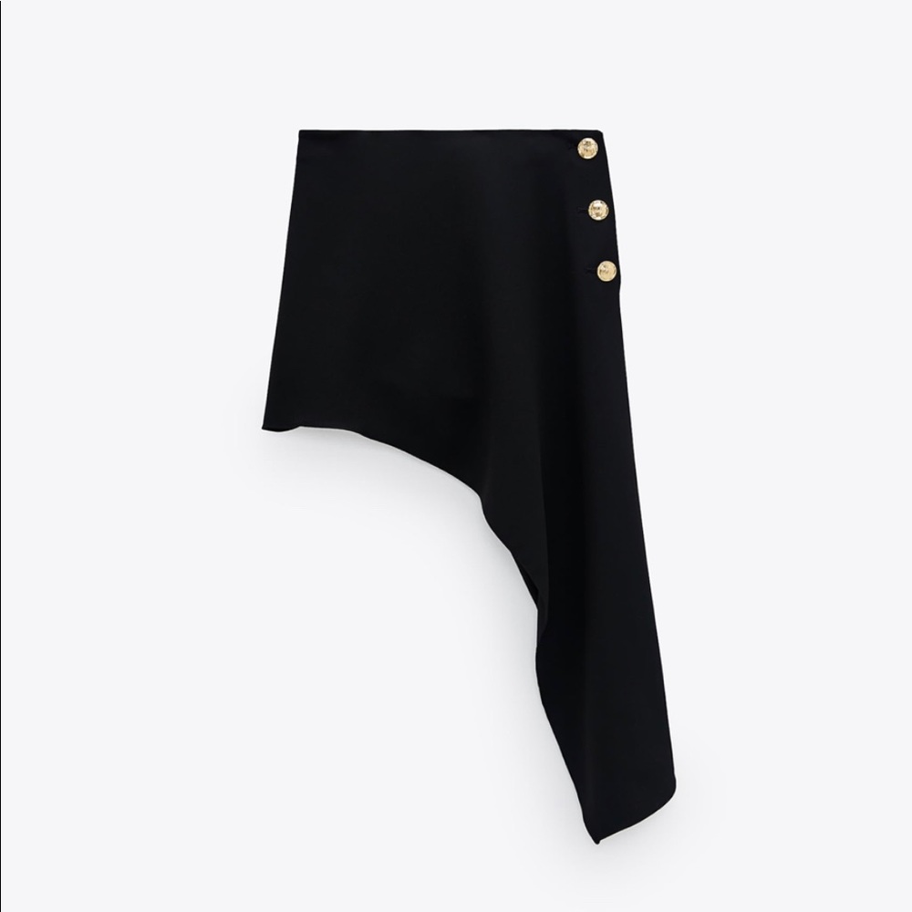 ZARA BLACK BUTTONED ASYMMETRIC SKIRT SIZE S
